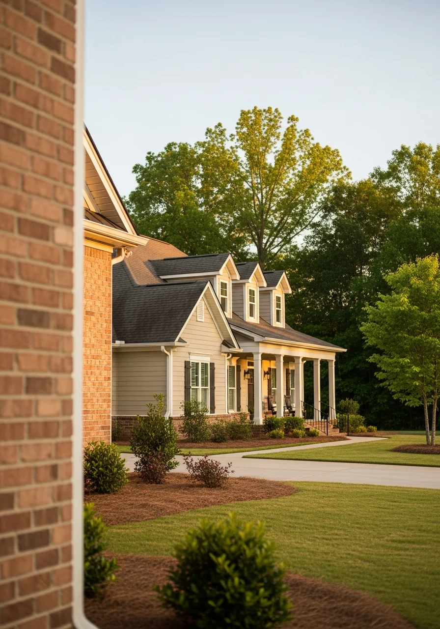 Close-up of a Homerville home exterior showing traditional construction and property character.