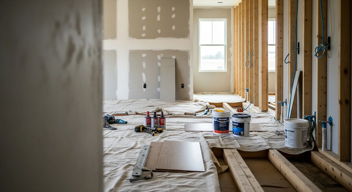 Renovated interior of a single-family home in Valdosta, GA showing updated flooring, fresh interior paint, and a remodeled open-concept living and kitchen area. Work completed by All Seasonz Pro LLC, a licensed general contractor in Valdosta.