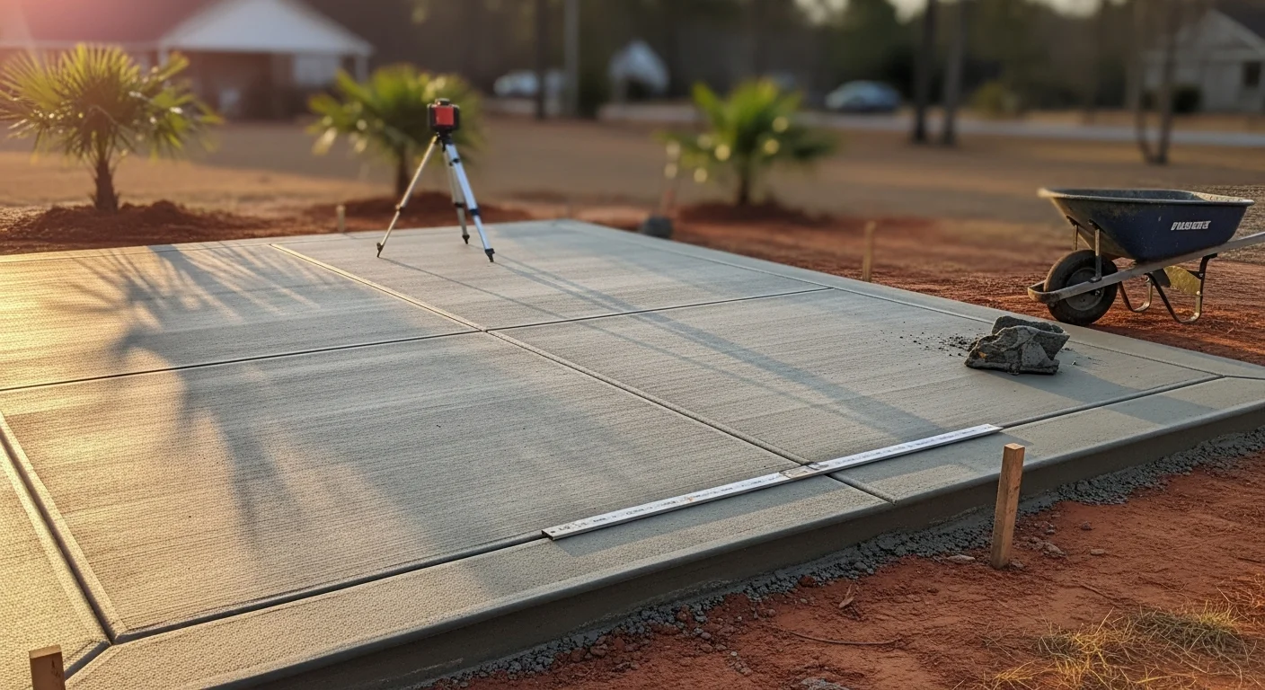 A finished backyard patio built by All Seasonz Pro LLC in Valdosta, GA, showing a level paved surface with defined edges and open space for outdoor seating. The patio connects to the rear of a residential home in a South Georgia yard setting.